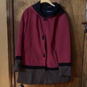 Jones New York Red and Brown Cape Coat